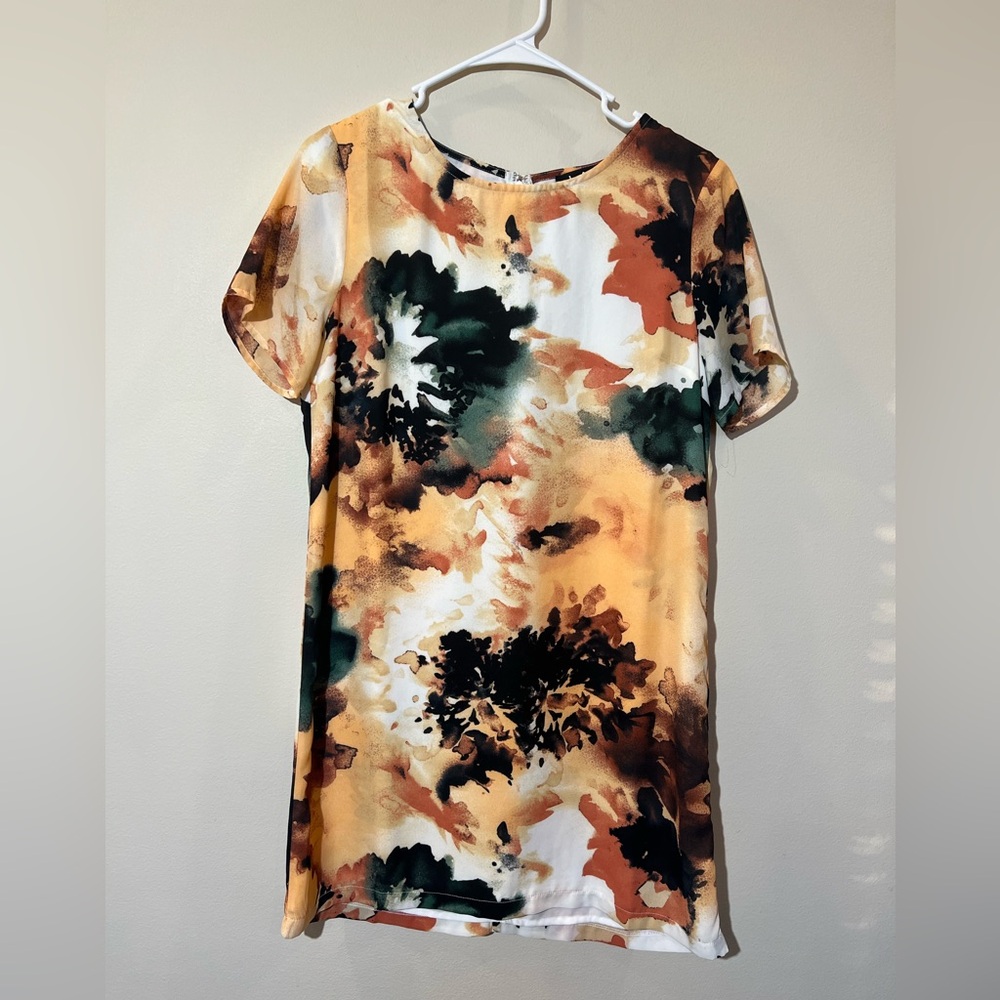 Lulus short sleeve dress women’s S floral‎ lined abstract multicolored bright